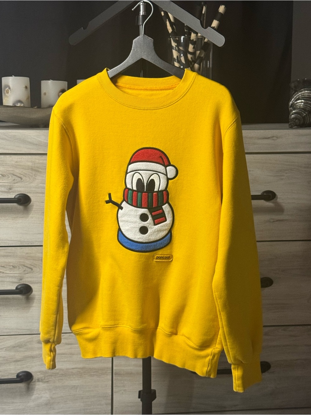 pancoat Yellow Holiday Snowman Crewneck Sweatshirt